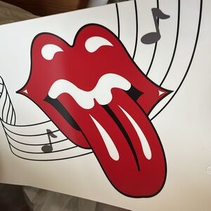 Rolling Stones Decal with Tongue, Music Notes  Size 48 X 9 1/2